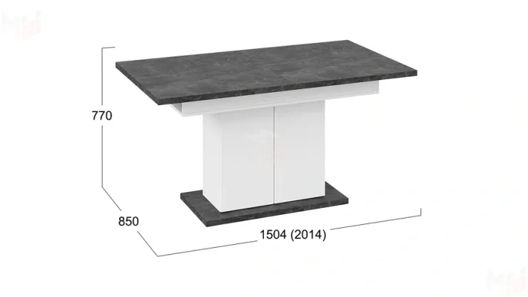 Стол раздвижной Детройт Тип 1 Белый, Ателье темный Стол раздвижной Детройт Тип 1 Белый, Ателье темный