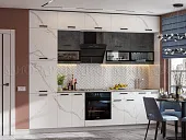 Кухня Техно New 3,0 комп.№2 Мрамор белый/Бетон графит