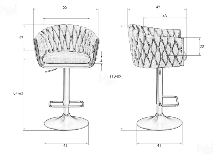 Стул барный DOBRIN MARCEL (морской волны велюр (MJ9-99))