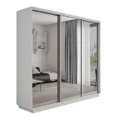 Шкаф-купе Оптим 3-х дверный  1 секция (Зеркало) 210 см. 1 штанга, 11 полок