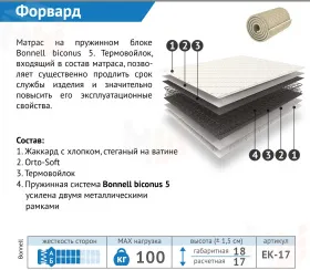 Матрас Форвард 140*200 см (скрутка)