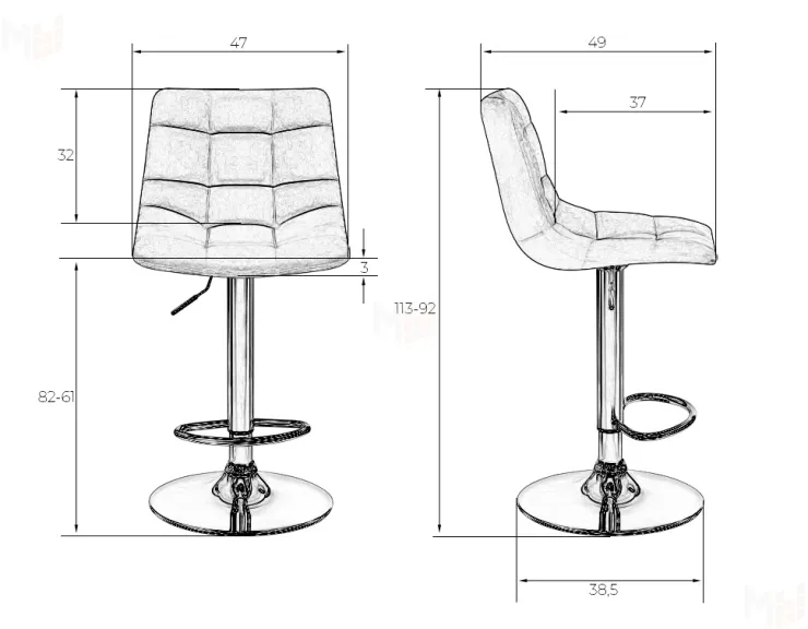 Стул барный DOBRIN TAILOR (серый велюр (MJ9-75))