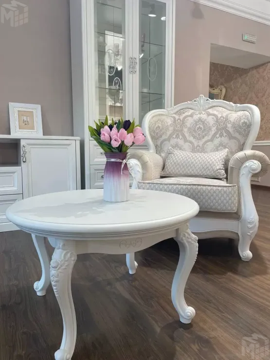 Столик круглый Мишель белый матовый Столик круглый Мишель белый матовый