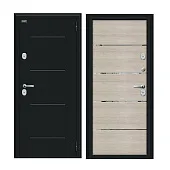 Входная металлическая дверь Thermo Лайн Букле черное/Cappuccino Veralinga