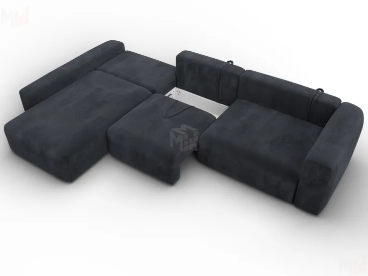 Диван угловой Лига-066 НПБ Лонг угол левый ( TOWER 11 темно-серый )