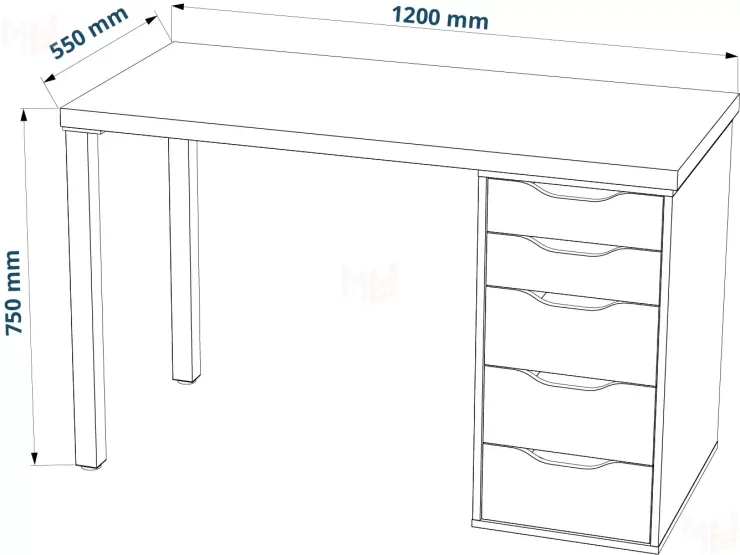 Стол письменный Ингар 1/5Т дуб беленый / белый Стол письменный Ингар 1/5Т дуб беленый / белый