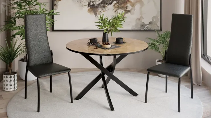 Стол обеденный Diamond Тип 2 - КМ+02.68.000.167 Черный муар, Бунратти глянец