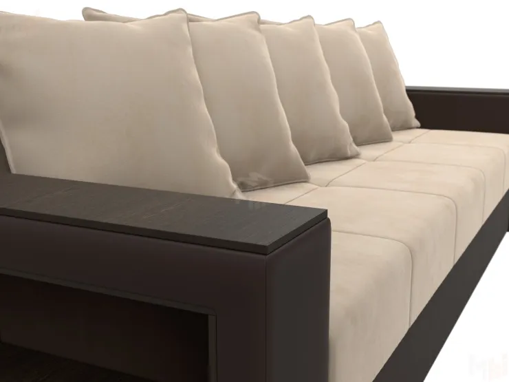 Диван прямой Дубай Лайт полки слева ( Бежевый\Коричневый )