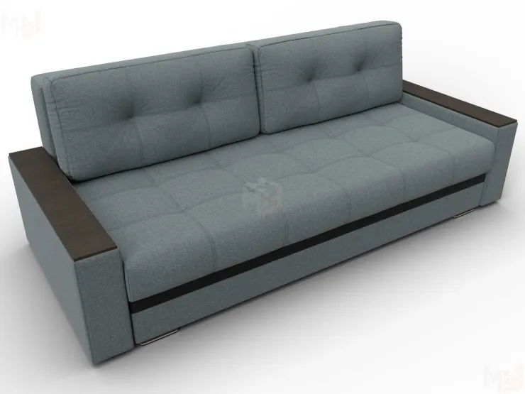 Диван прямой с декором Лига-096 НПБ ( Амур 07 серый/черный )