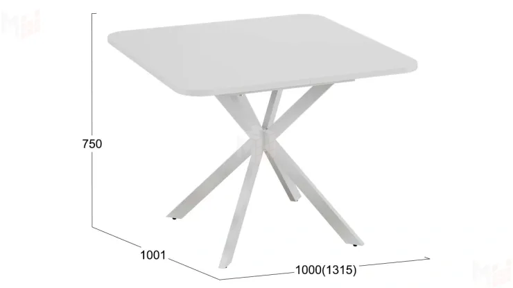 Стол обеденный раздвижной Лиссабон Тип 1 Белый муар, Белый Стол обеденный раздвижной Лиссабон Тип 1 Белый муар, Белый