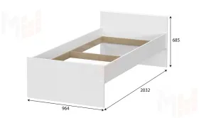 Кровать одинарная (0,9 x 2,0)  Токио Белый текстурный