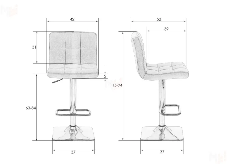 Стул барный DOBRIN DOMINIC (серый велюр (MJ9-75))