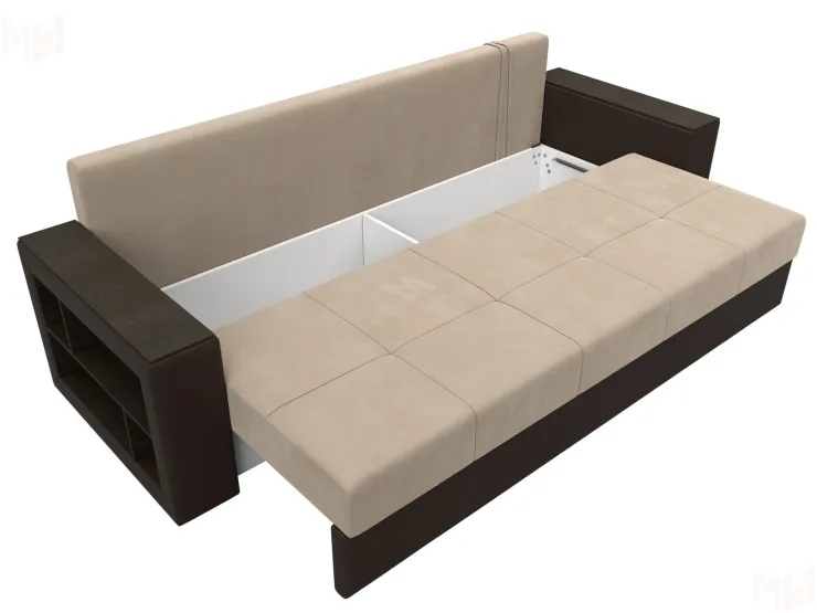 Диван прямой Дубай Лайт полки слева ( Бежевый\Коричневый )
