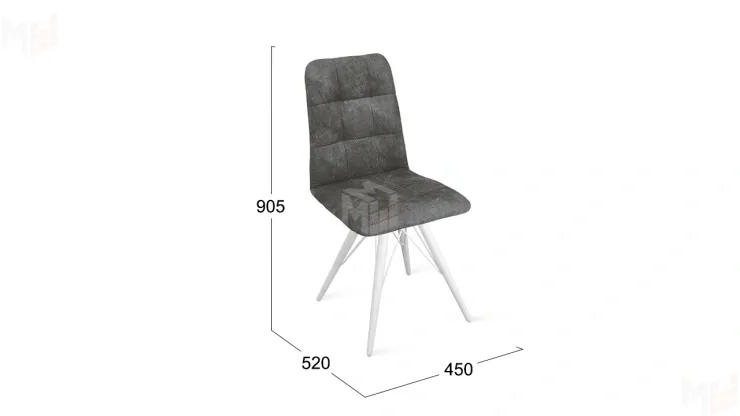 Стул Аспен К3 Белый матовый, Велюр Wellmart Graphite