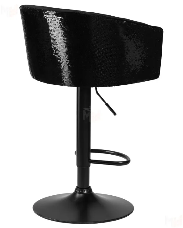 Стул барный DOBRIN DARCY BLACK SHINY (черный велюр с черно-золотыми пайетками)
