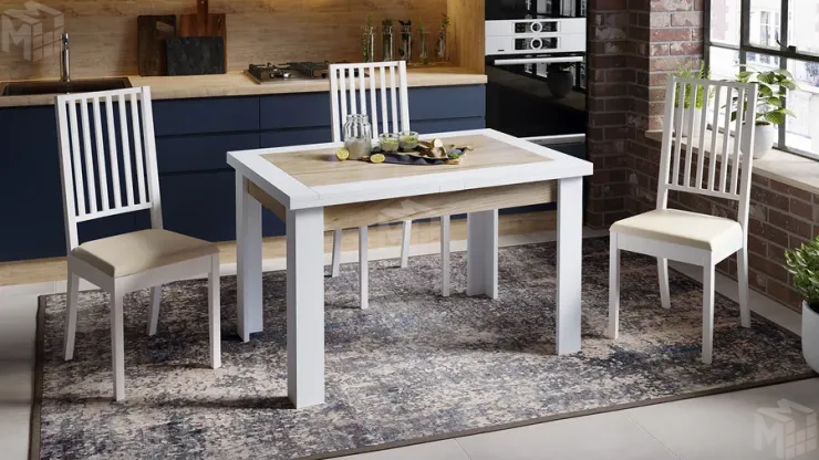 Стол раздвижной Хьюстон Тип 4  Белый, Дуб Крафт золотой