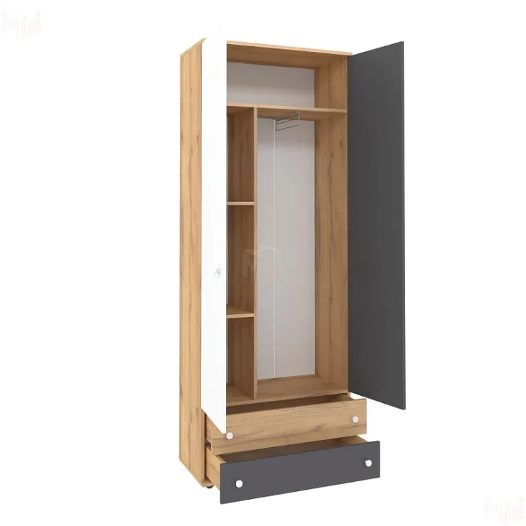 Шкаф для одежды и белья ЛОЙС 92  Графит/Белый