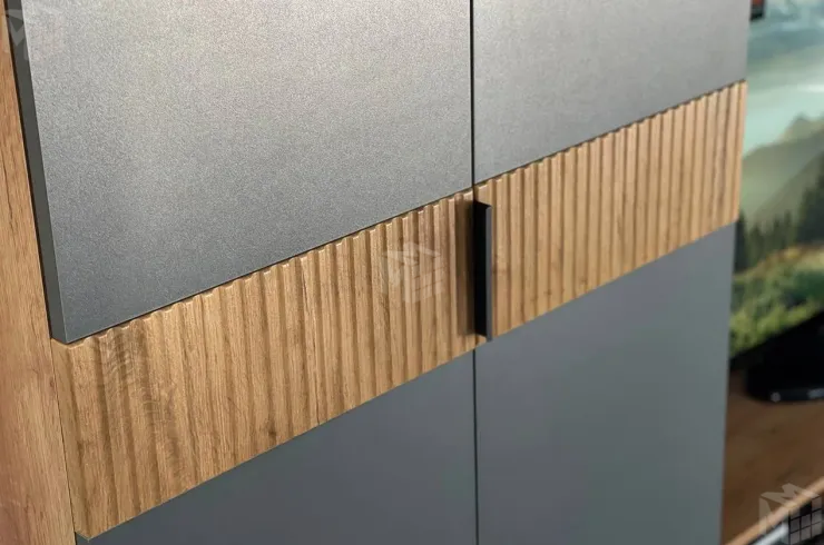 Стенка в гостиную Бери дуб крафт золотой/графит