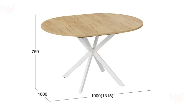 Стол обеденный раздвижной Мэдисон Тип 1 Белый муар, Дуб Крафт золотой Стол обеденный раздвижной Мэдисон Тип 1 Белый муар, Дуб Крафт золотой