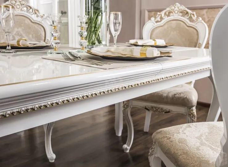 Столовая Натали белый глянец (прямоугольный стол)