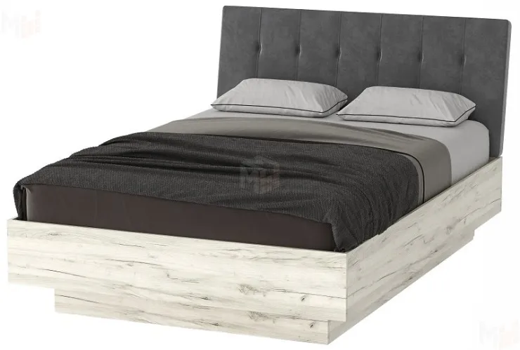 Кровать КРС-1400 СОНАТА с подъёмным механизмом Крафт белый - велюр GRAFIT Кровать КРС-1400 СОНАТА с подъёмным механизмом Крафт белый - велюр GRAFIT