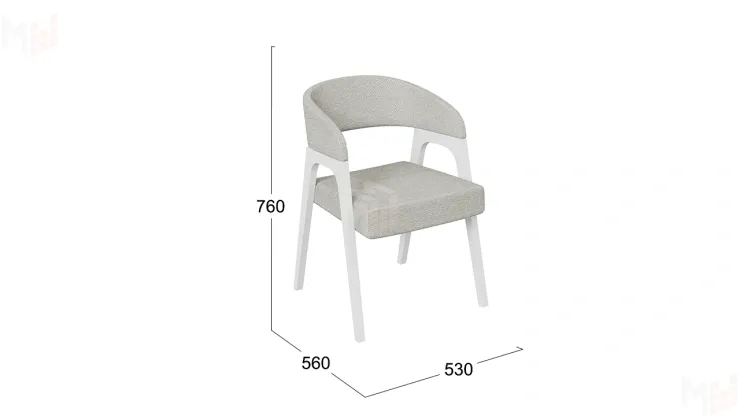 Кресло Техас 1 - W-101 Белый матовый, тк. №221 Шенилл Estetica moonstone