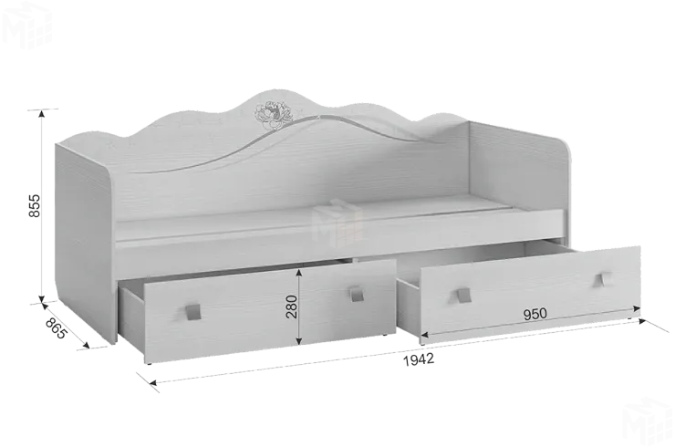 Кровать Фэнтези  белый рамух