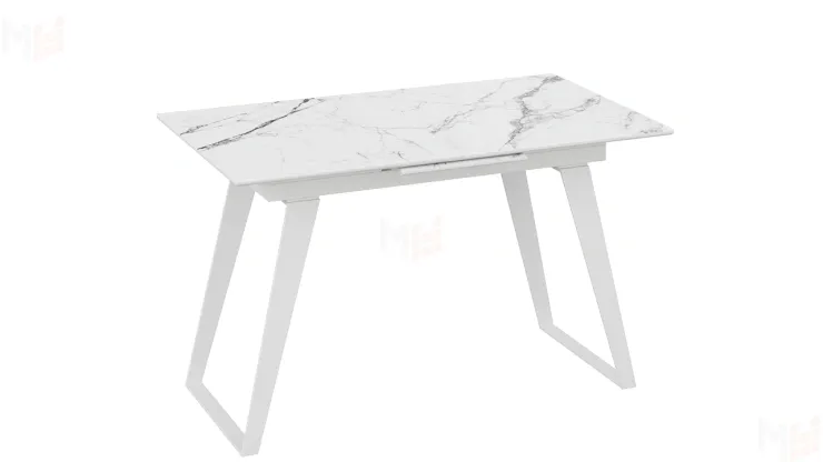 Стол обеденный Техно Белый муар, Стекло глянцевое белый мрамор