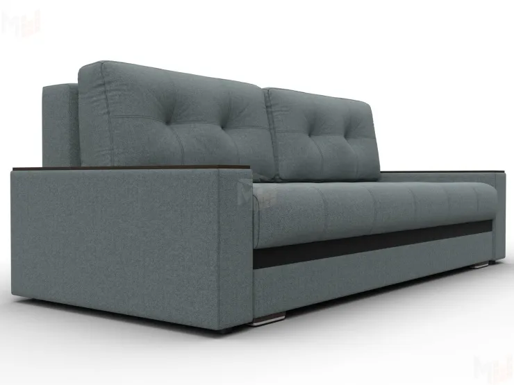 Диван прямой с декором Лига-096 НПБ ( Амур 07 серый/черный )