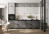 Кухня Рио NEW 3,0м (490) (Бетон светлый/Бетон темный, Белый глянец, Графит (Кастилло темный)