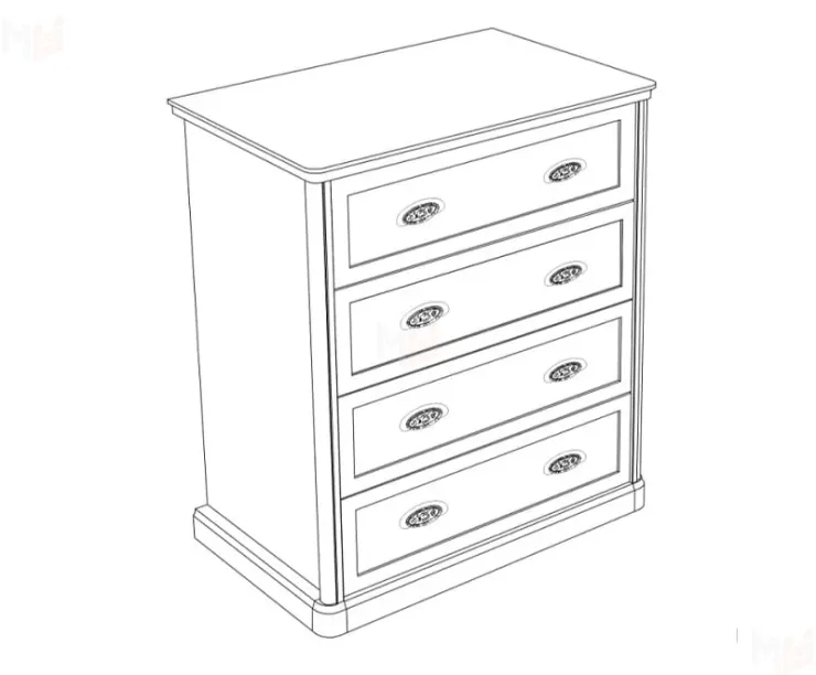 Комод Натали 4 ящ. узкий белый глянец Комод Натали 4 ящ. узкий белый глянец