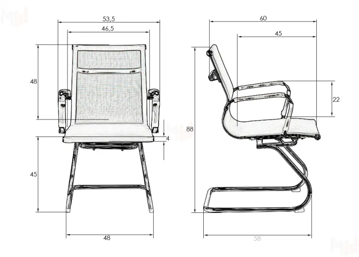 Офисное кресло для посетителей DOBRIN CODY MESH (чёрный)