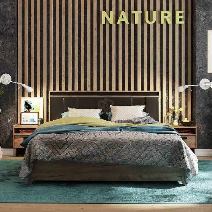  Кровать NATURE 306 Люкс (1800)  Дуб Табачный 