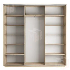 Шкаф-купе Оптим 3-х дверный 4 секции (ЛДСП, Зеркало) 180 см. 1 штанга, 11 полок