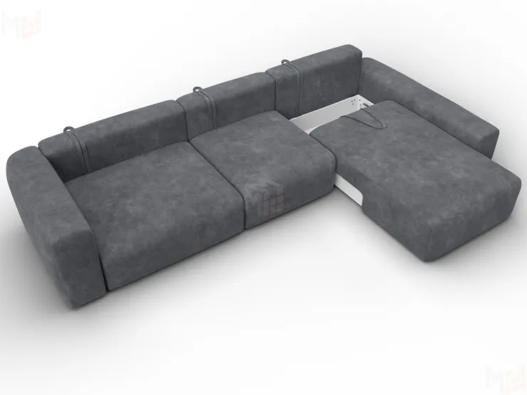 Диван угловой Лига-066 НПБ Лонг угол правый ( BRUT 16 темно-серый )