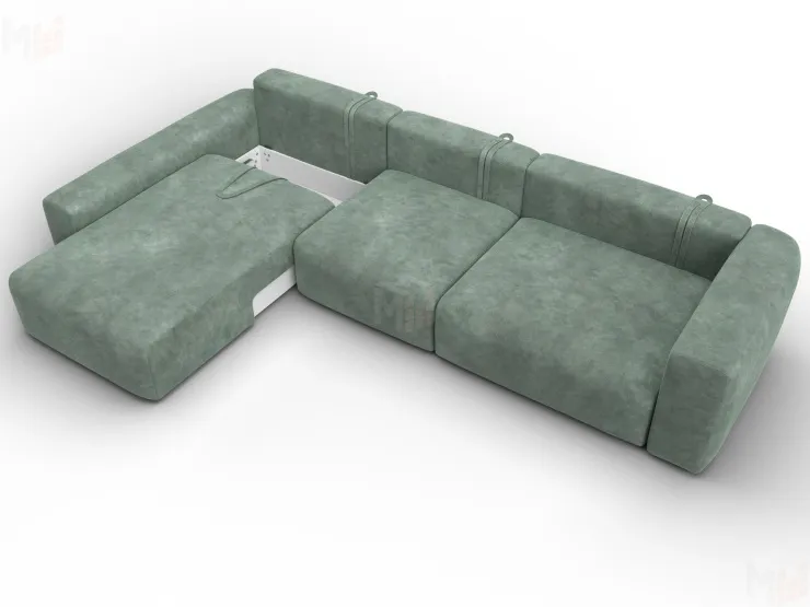 Диван угловой Лига-066 НПБ Лонг угол левый ( BRUT 08 зеленый )