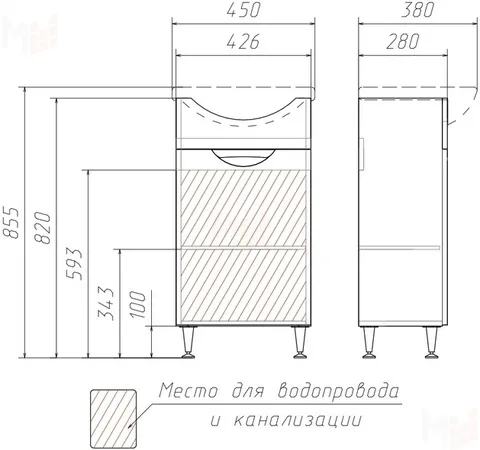 Тумба Домино Азов 45 Грация без ящика