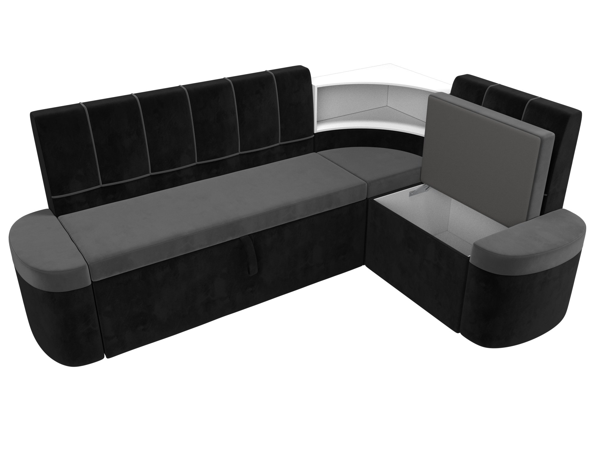 Кухонный угловой диван Тефида правый угол (Серый\Черный)
