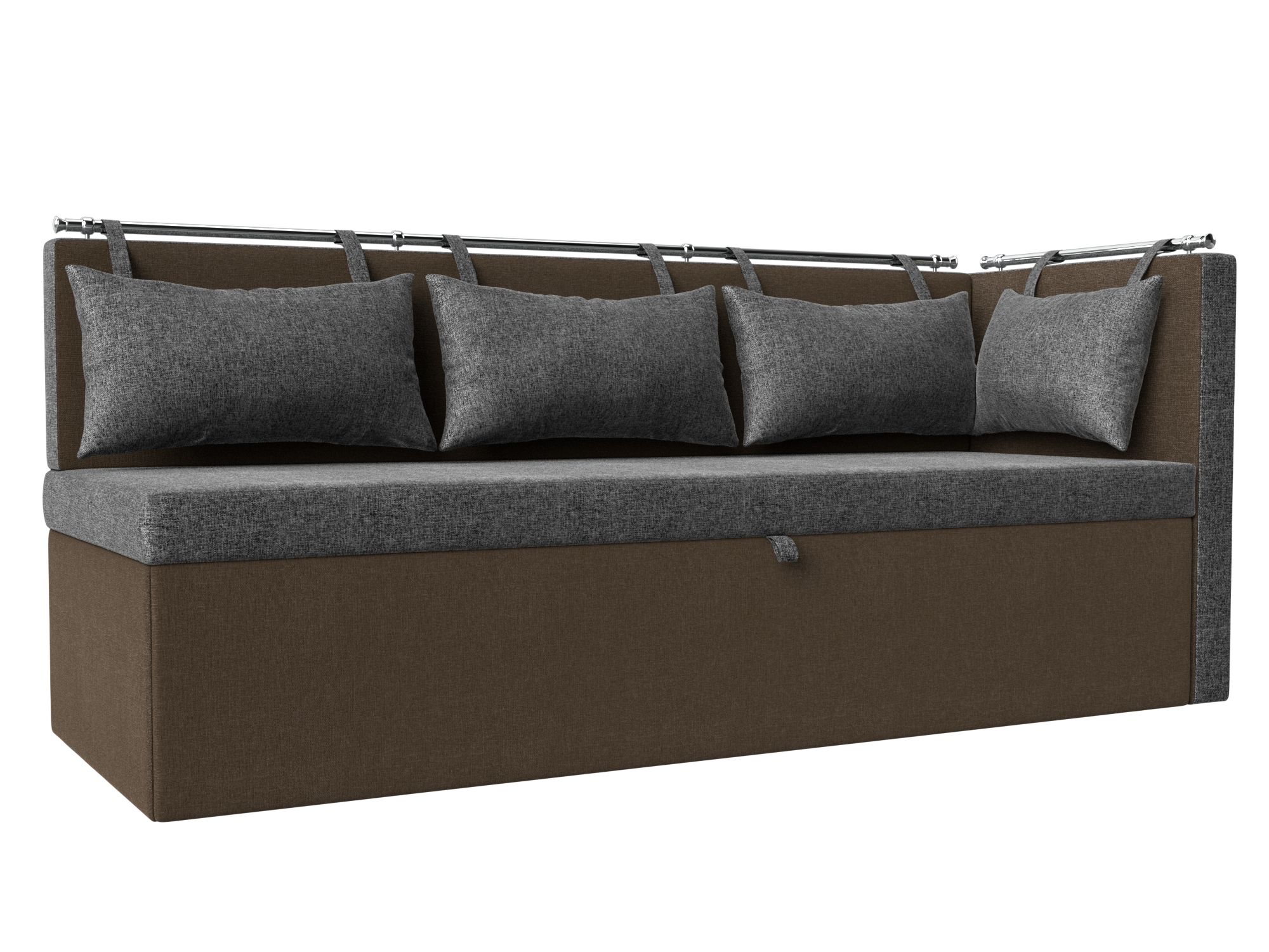 Кухонный диван Метро с углом справа (Серый\Коричневый)