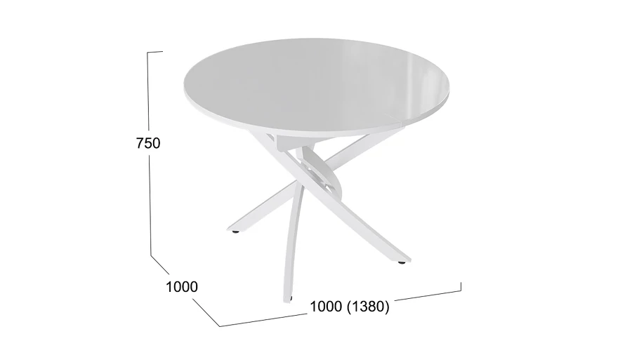 Стол обеденный Diamond Тип 3 - КМ+02.68.000.168 Белый муар, Белый глянец