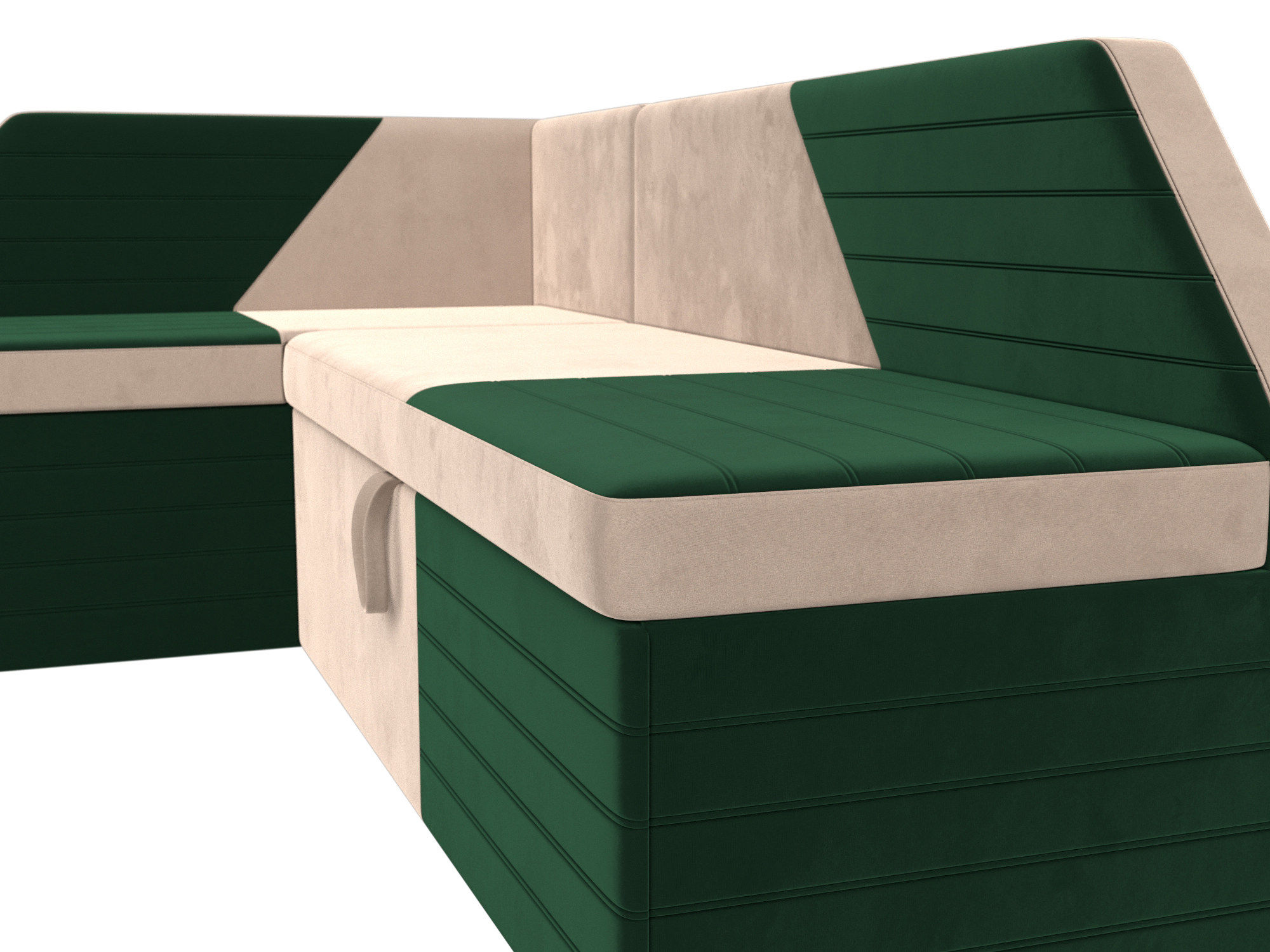 Кухонный угловой диван Дуглас левый угол (Бежевый\Зеленый)
