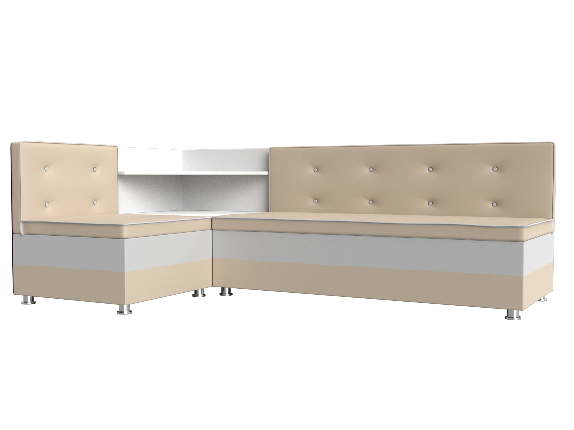 Кухонный угловой диван Милан левый угол (Бежевый\Белый)