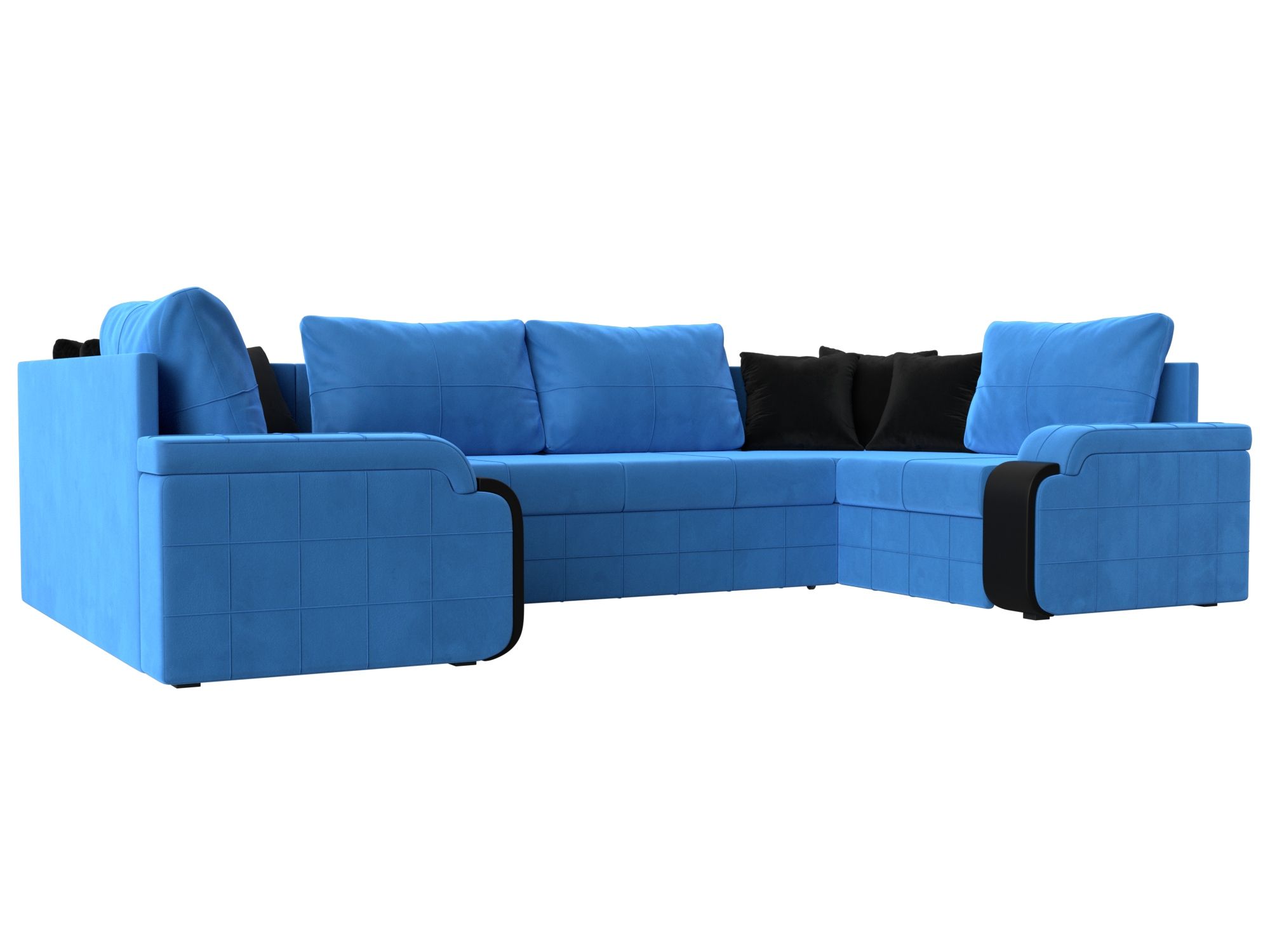 П-образный диван Николь (Голубой\Черный\Черный)