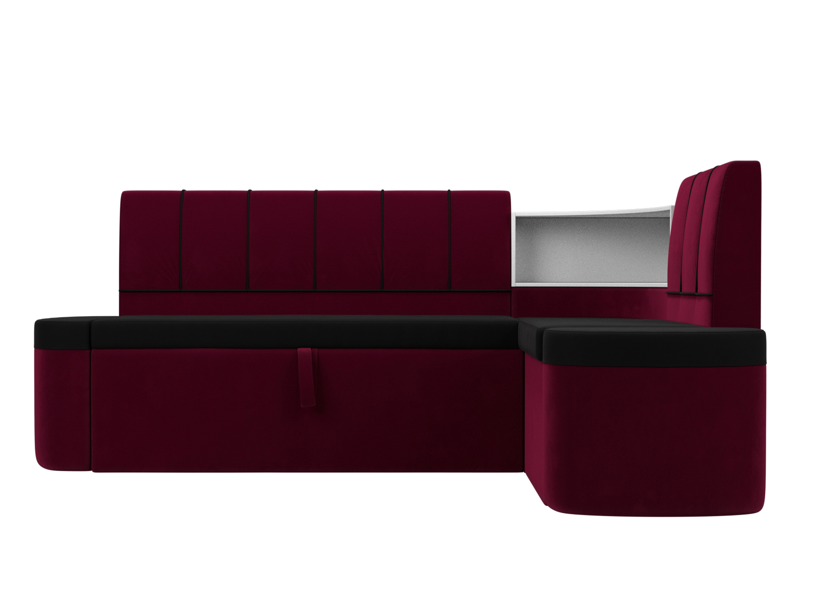 Кухонный угловой диван Тефида правый угол (Черный\Бордовый)