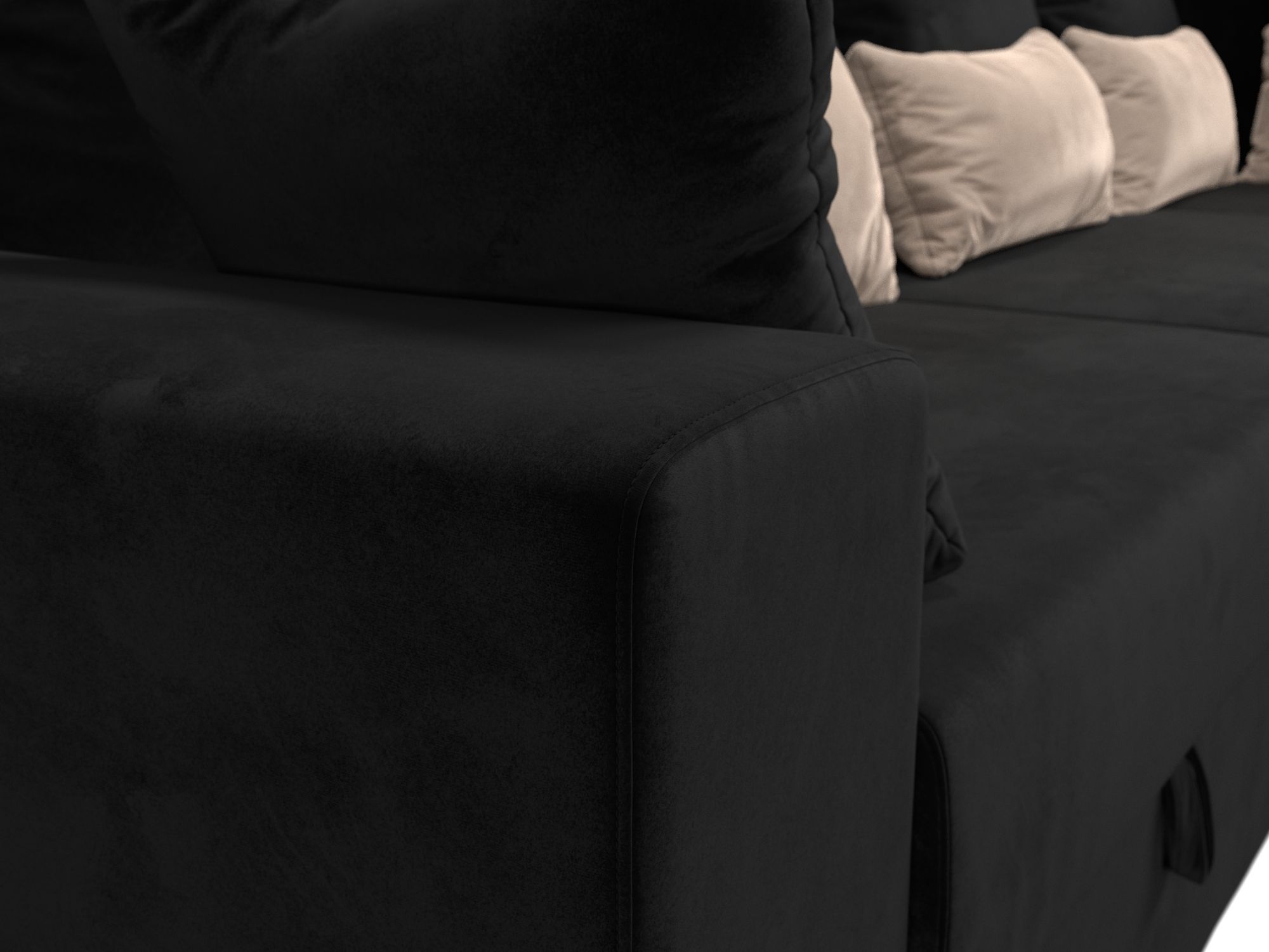 Угловой диван Майами Long правый угол (Черный\Черный\Бежевый)