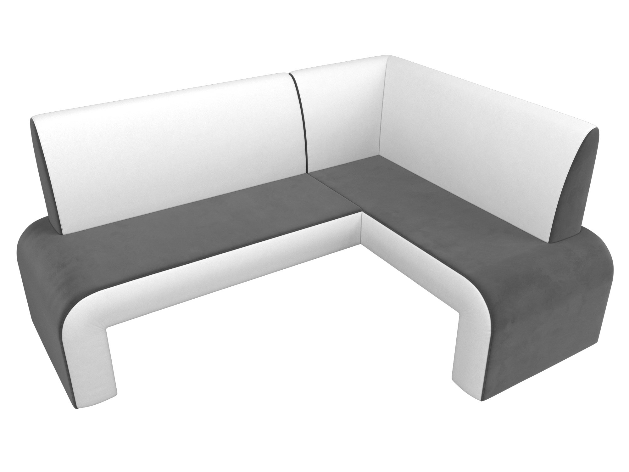 Кухонный угловой диван Кармен правый угол (Серый\Белый)
