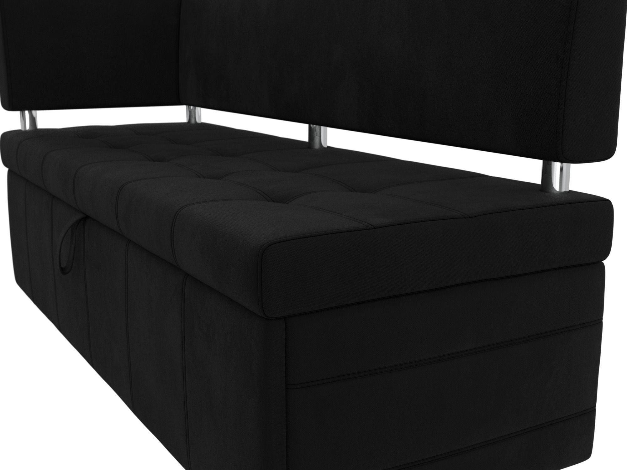 Кухонный прямой диван Стоун с углом левый (Черный)
