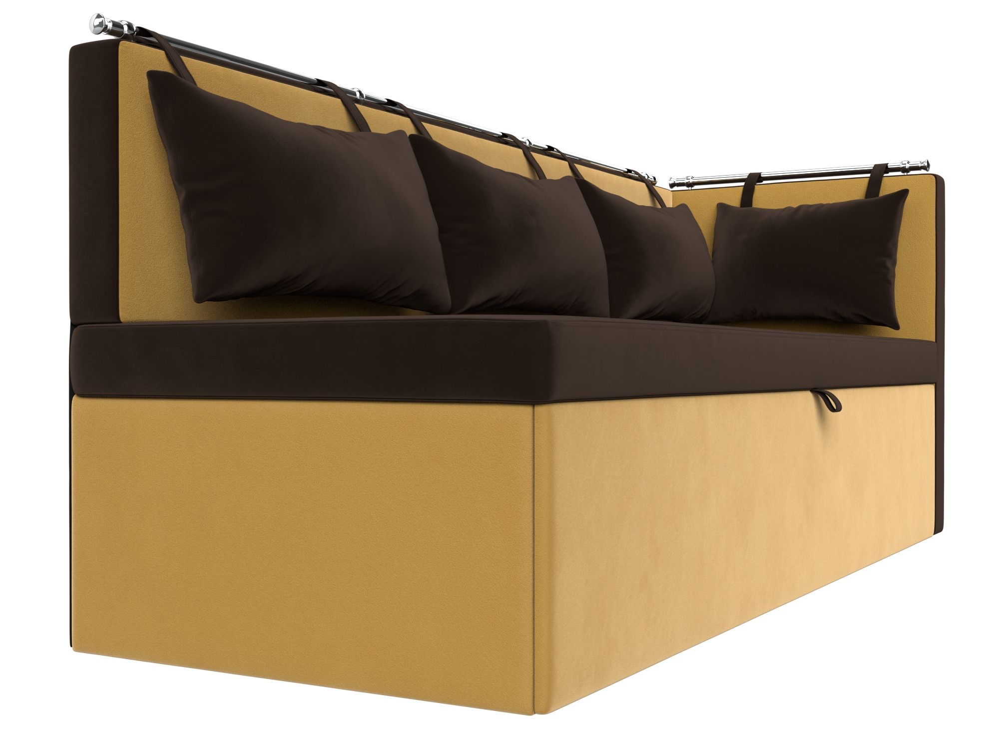 Кухонный диван Метро с углом справа (Коричневый\Желтый)