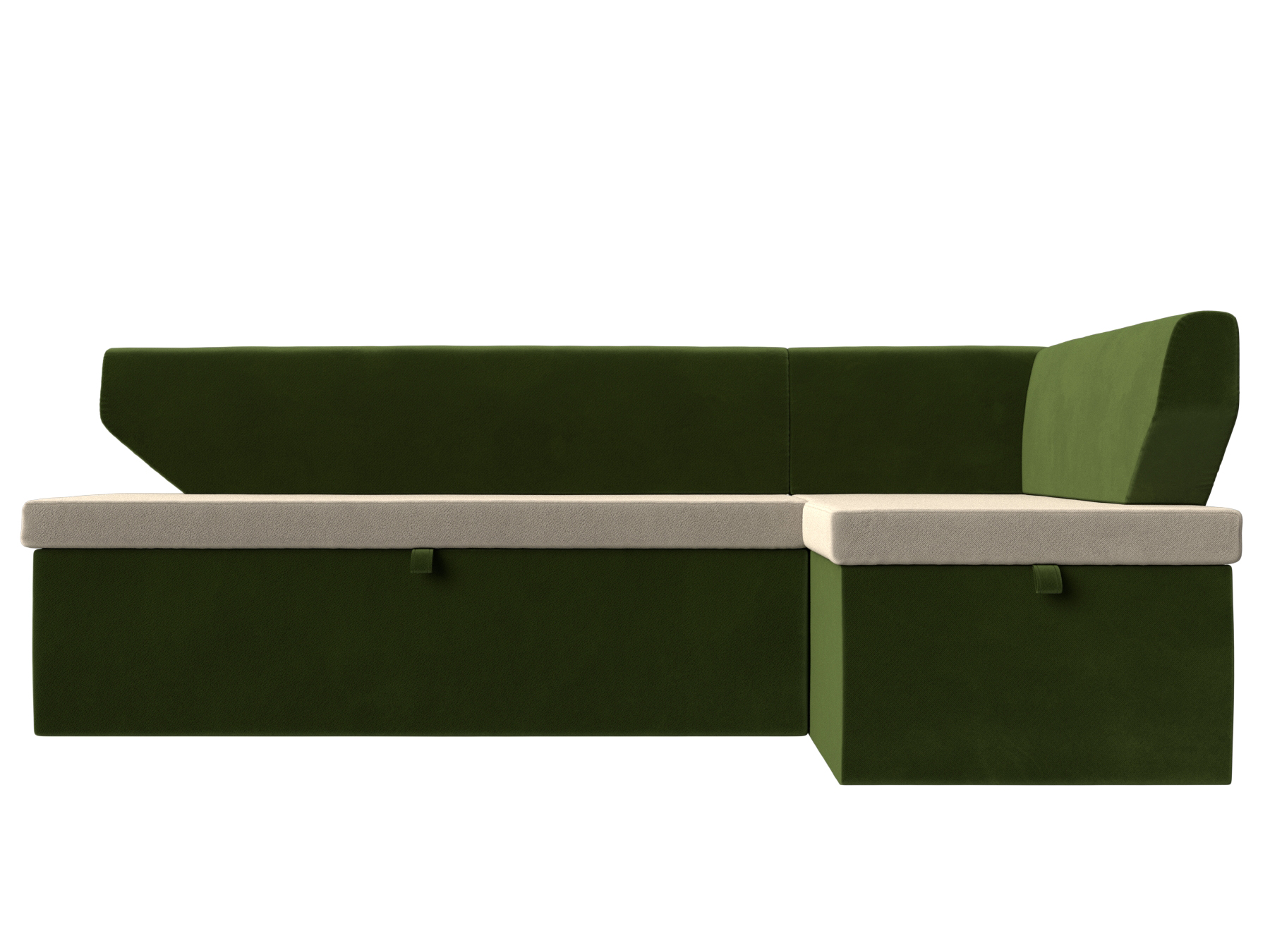 Кухонный угловой диван Омура правый угол (Бежевый\Зеленый)