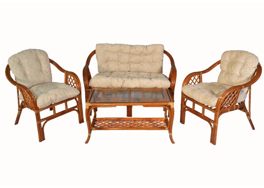 Комплект мебели из ротанга "Маркос": прямоугольный стол + диван + 2 кресла